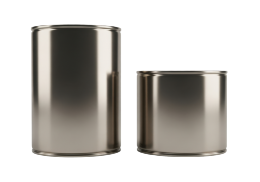 Two Gradually Shaded Metal Cans in Different Sizes with Smooth Surfaces