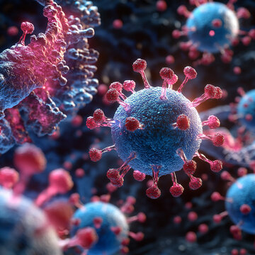 Immune Figh Microscopic 3D-Rendered Illustration Cells