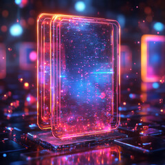 Trading Card Digital With Neon-Li Premium 3D-Rendered Nft
