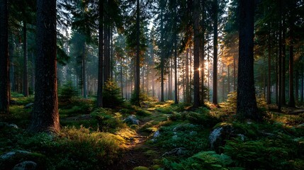 Obraz premium Sunlit Forest Path