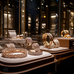 Fototapeta premium Diamond Extravagant With Ultra-Detailed Showcase Jewelry Donzb
