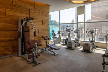 Modern fitness gym with equipment