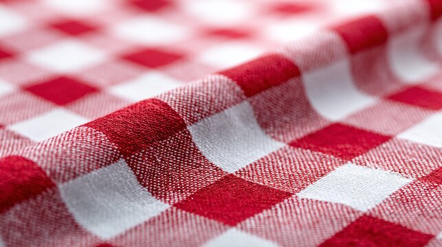 Rot-wei&szlig;e Gingham-Stofftextur, Nahaufnahme