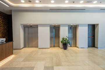 Hotel lobby with elevator door