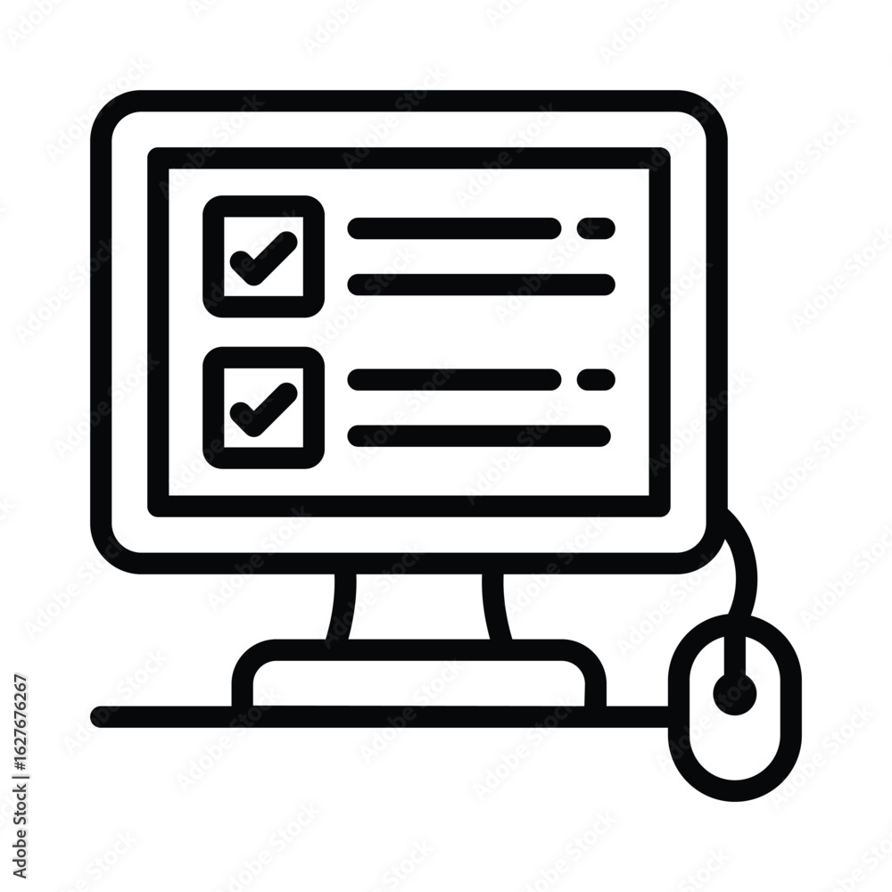 Poster computer tasks vector outline icon. eps 10 file