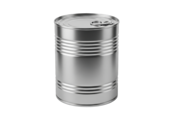 Cylindrical Metal Canister with Smooth Silver Finish on Transparent Background