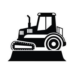 Silhouette of a bulldozer on white background Vector illustration