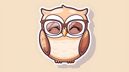Obraz premium chibi small European Owl glasses sleepy look