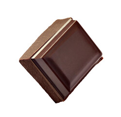 close up of chocolate pieces on white background