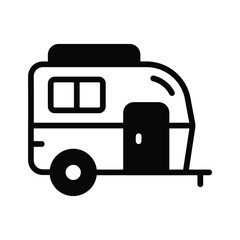 Well designed glyph icon of traveling camper vehicle