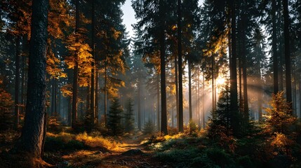 Obraz premium Sunlit Forest Path