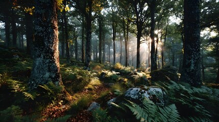 Obraz premium Sunlit Forest Path
