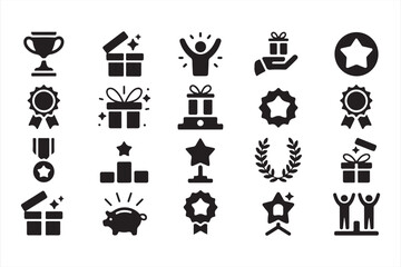 Set of award and gift icons for celebration and recognition design