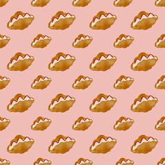 Croissant bread with strawberry and cream pattern elements for fabric, wall decorate, craft and more.