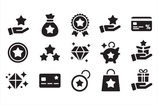 Collection of promotion and reward icons for retail and marketing use
