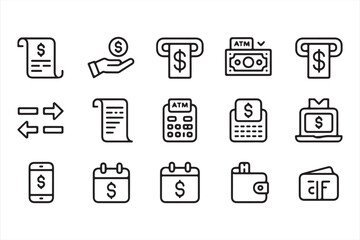 Collection of payment and transaction icons for finance, banking, and digital apps
