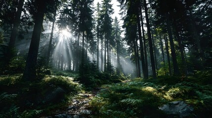 Obraz premium Sunlight in forest