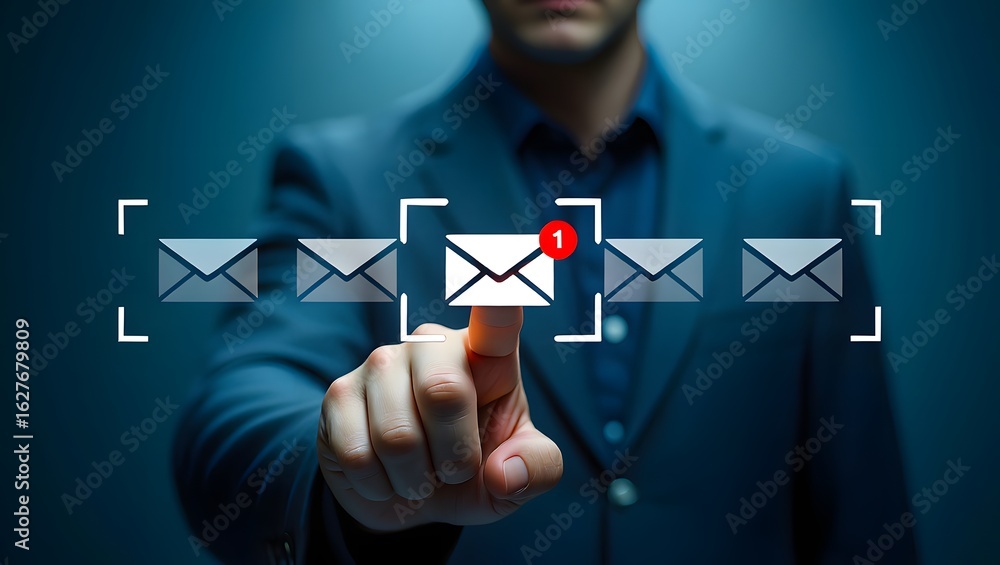 Poster new email notification concept for business e-mail communication and digital marketing. inbox receiv