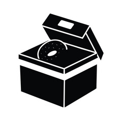 Silhouette of a doughnut box on white background Vector illustration