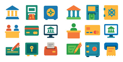 Colorful Finance Icons Grid