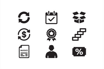 Fototapeta premium Business and finance icons for document management, invoicing, and goal tracking