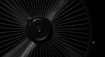 Closeup of a Black Industrial Fan with Radial Blades.