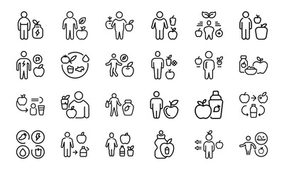 Healthcare and Medical Line Icon Pack – Virus Test, Nurse, Health Report, Mobile Medicine App, Injection, Thermometer, Mental Health, Health Law, and Emergency Equipment Symbols

