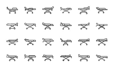 Healthcare and Medical Line Icon Pack – Virus Test, Nurse, Health Report, Mobile Medicine App, Injection, Thermometer, Mental Health, Health Law, and Emergency Equipment Symbols

