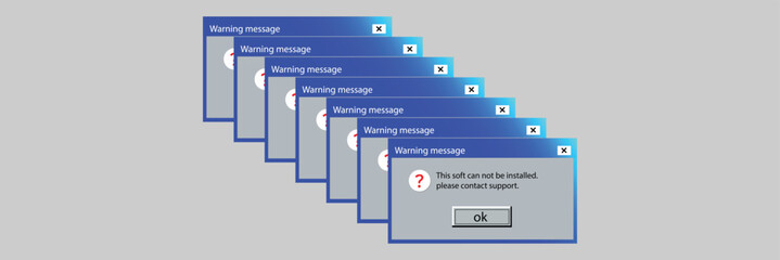 Classic window alert dialog box of system error. Warning Pop-up Window. Classic system error warning dialog. Critical error. 