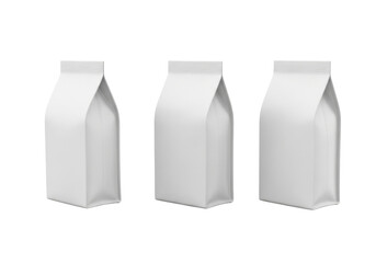 Set of Three Plain White Milk Cartons with Transparent Background