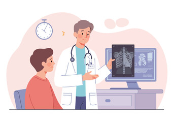 Doctor Explaining X-Ray Results to Patient in Consultation Room
