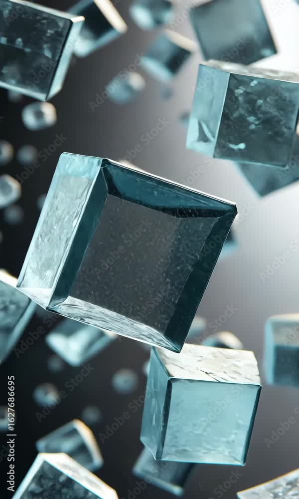 Poster mesmerizing 3d abstract of floating glass cubes showcasing transparent reflections in geometric dyna