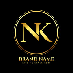 Initial nk letter gold royal luxury logo template, NK Logo, NK Gold Logo, New Logo, 