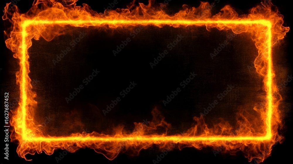 Poster stunning horizontal rectangle frame with dynamic fire trails illuminating a dark background scene