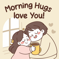 morning hugs couple