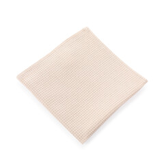 Clean beige waffle towel isolated on white, top view