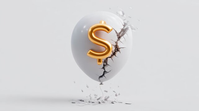 global economy policy challenges. A dollar sign balloon bursts, symbolizing financial pressure or economic issues. - Powered by Adobe