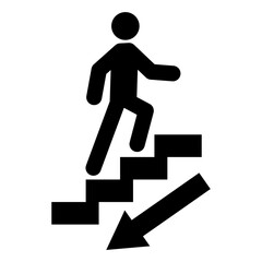 Stairs down arrow graph sign icon. Flat web walk step design vector illustration .