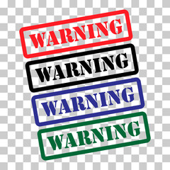 Set of Warning stamp symbol, label sticker sign button, text banner vector illustration .