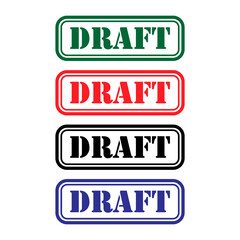 Set of Draft stamp symbol, label sticker sign button, text banner vector illustration .