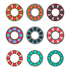 Set of Bearing wheel icon, rolling ball sign, flat web design vector illustration .