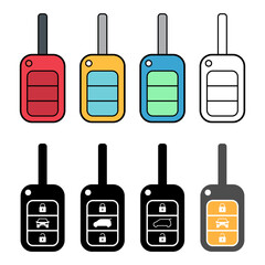 Set of Car key icon, door system safety automobile web design, unlock button vector illustration .
