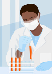 Female lab technician holding a test tube in her hands