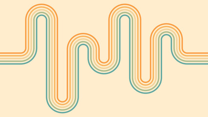Abstract background of rainbow groovy Wavy Line design in 1970s Hippie Retro style. Vector pattern ready to use for cloth, textile, wrap and other.
