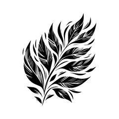 Obraz premium Stylized Black Feather Branch Illustration.