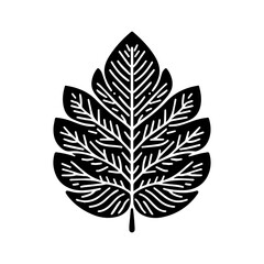 Fototapeta premium Stylized Black and White Leaf Silhouette 2.