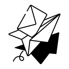 A drawing style icon depicting mailing
