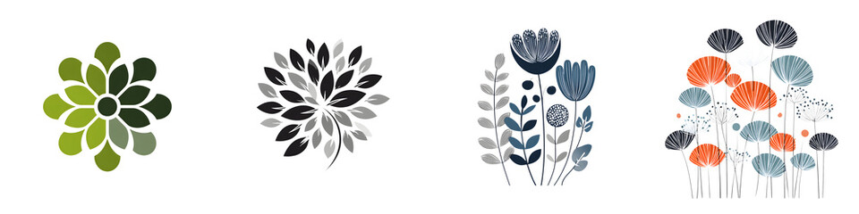 Abstract Floral Design Elements: Modern Botanical Art
