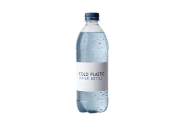 Clear plastic bottle of sparkling water isolated on transparent background