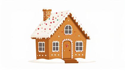 Gingerbread house decorated with icing and colorful candies, delightful Christmas dessert item that evokes holiday cheer